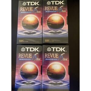 TDK VHS Video Tape Cassette Factory Sealed Lot Of 4 Revue Premium T-120 6 Hours